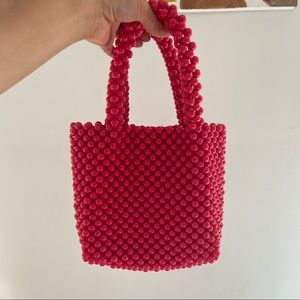 Zara | Magenta Beaded Mini Tote Beaded Handles Magnetic Closure Fully Lined